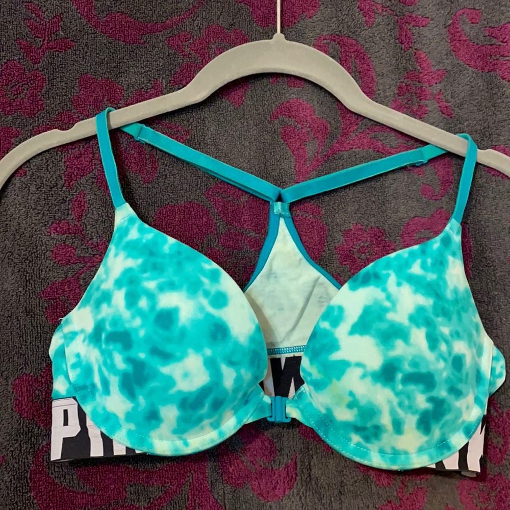 PINK front closure push-up racerback bra 34B